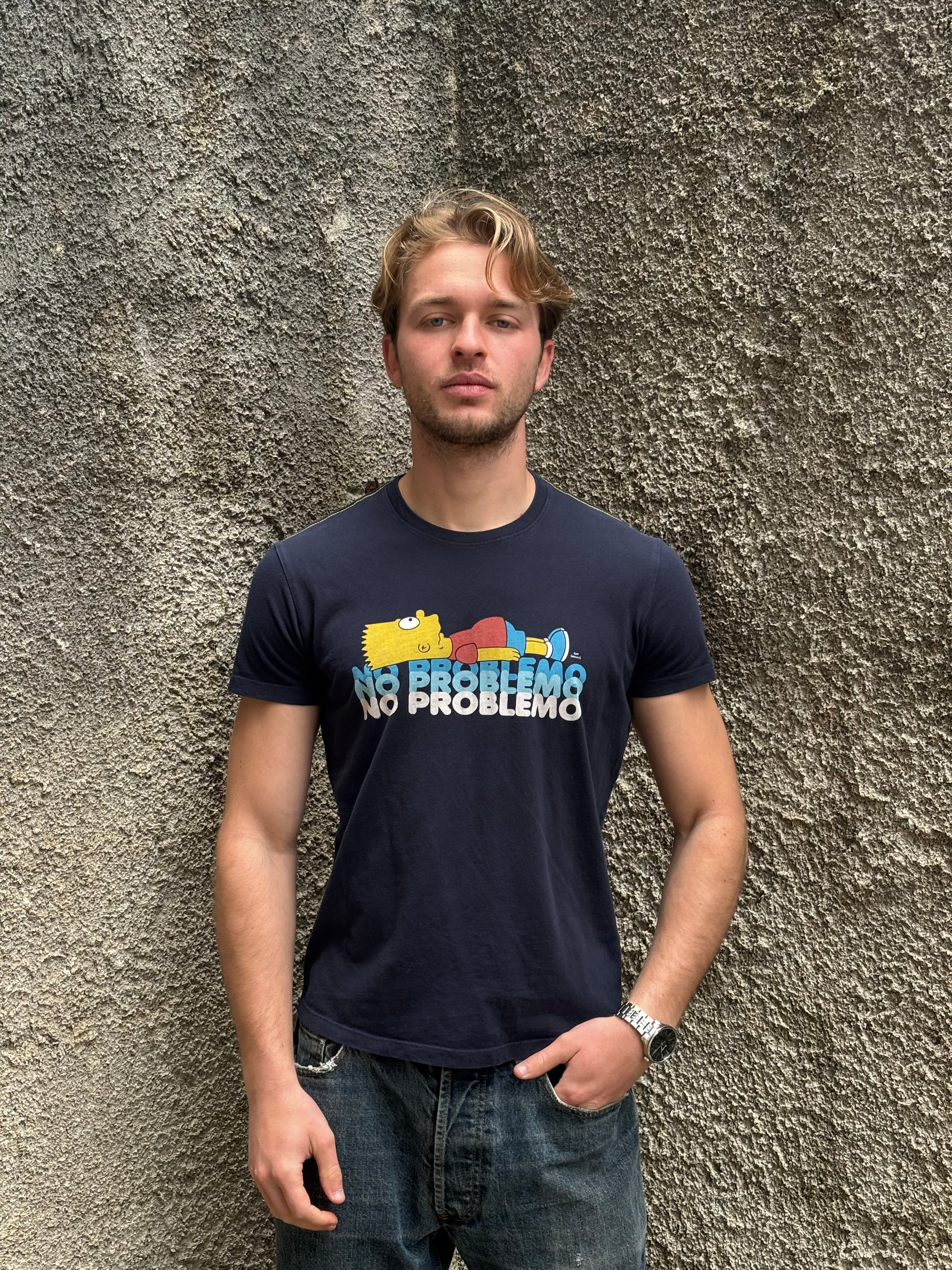 T-shirt Bart Simpson “No Problemo” Blu Navy