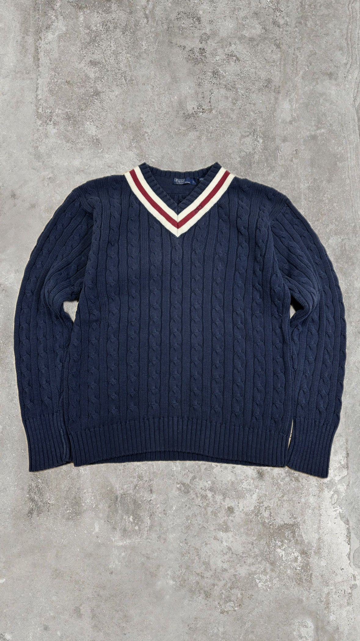 Polo Ralph Lauren Vintage V-Neck Sweater – Navy Blue