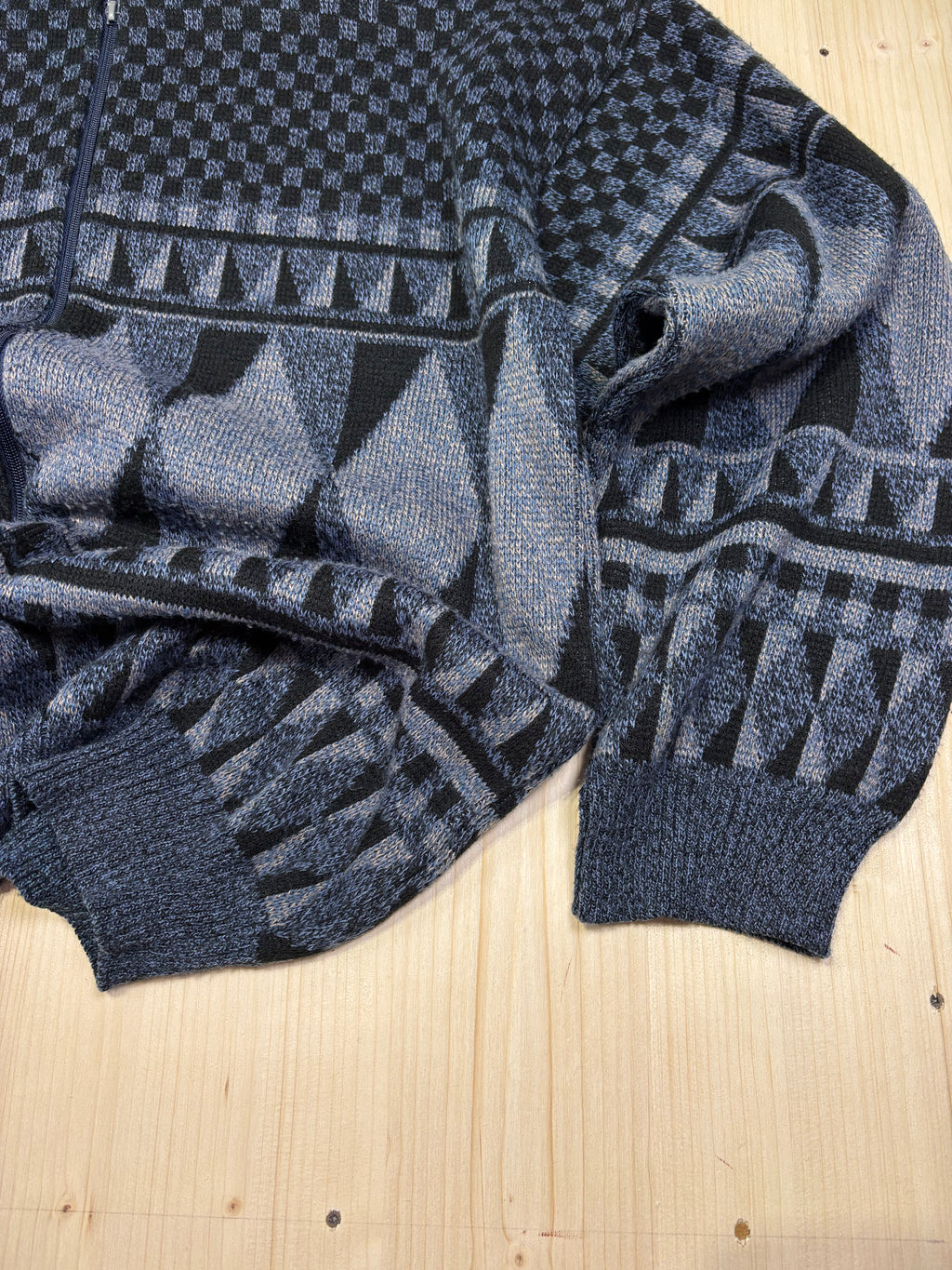 Maglione Vintage 90s con Zip in Misto Lana