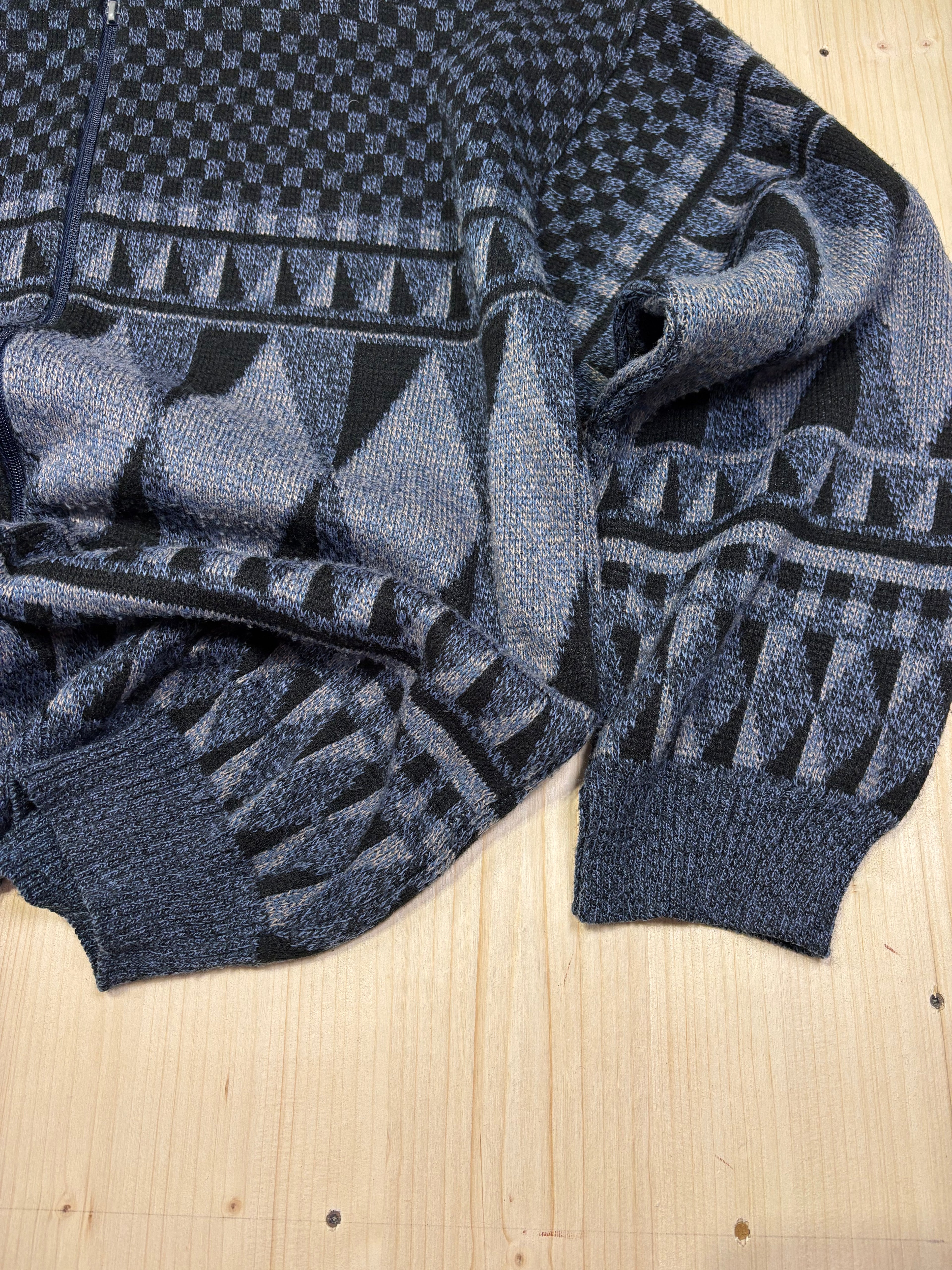 Maglione Vintage 90s con Zip in Misto Lana