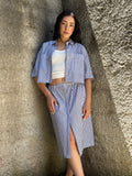 Completo Coordinato a Righe Blu e Bianco Donna Mango