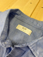 Camicia Unisex Uniqlo Azzurra in Lino Vintage