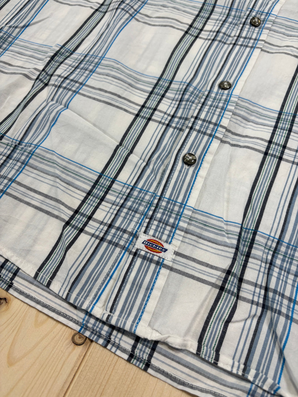 Dickies White Blue Plaid Short Sleeve Shirt