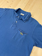 Polo Lacoste Vintage Blu con Taschino Logo Ricamato