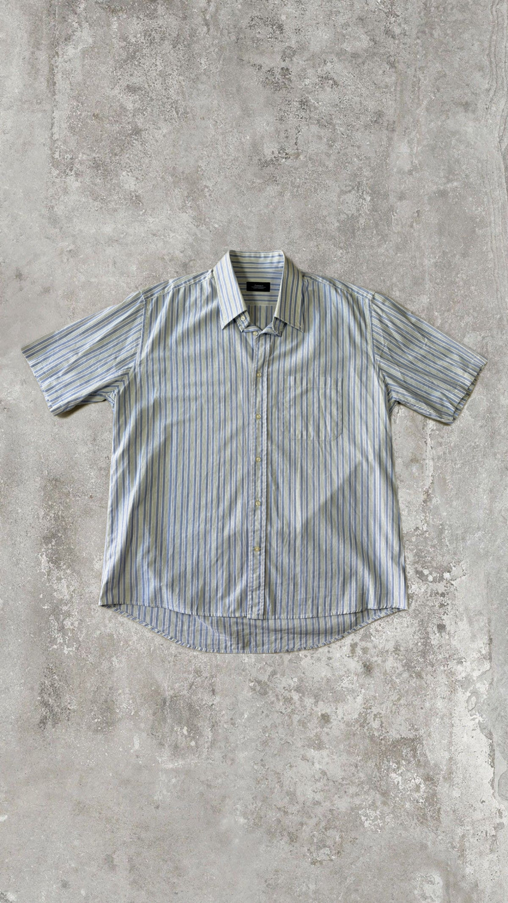 Blue & White Striped Short Sleeve Shirt