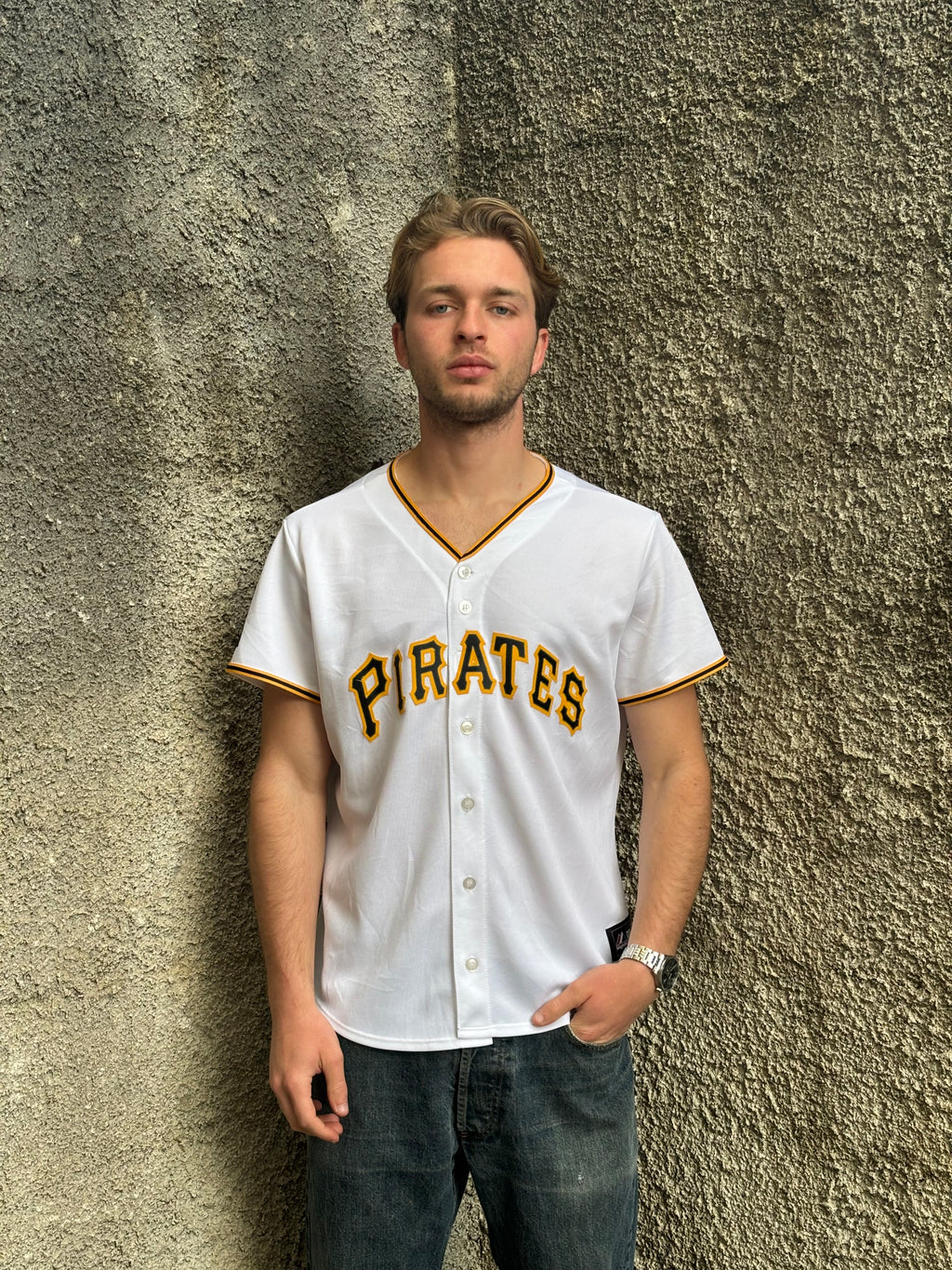 Majestic Pittsburgh Pirates White Button-Up Baseball Jersey