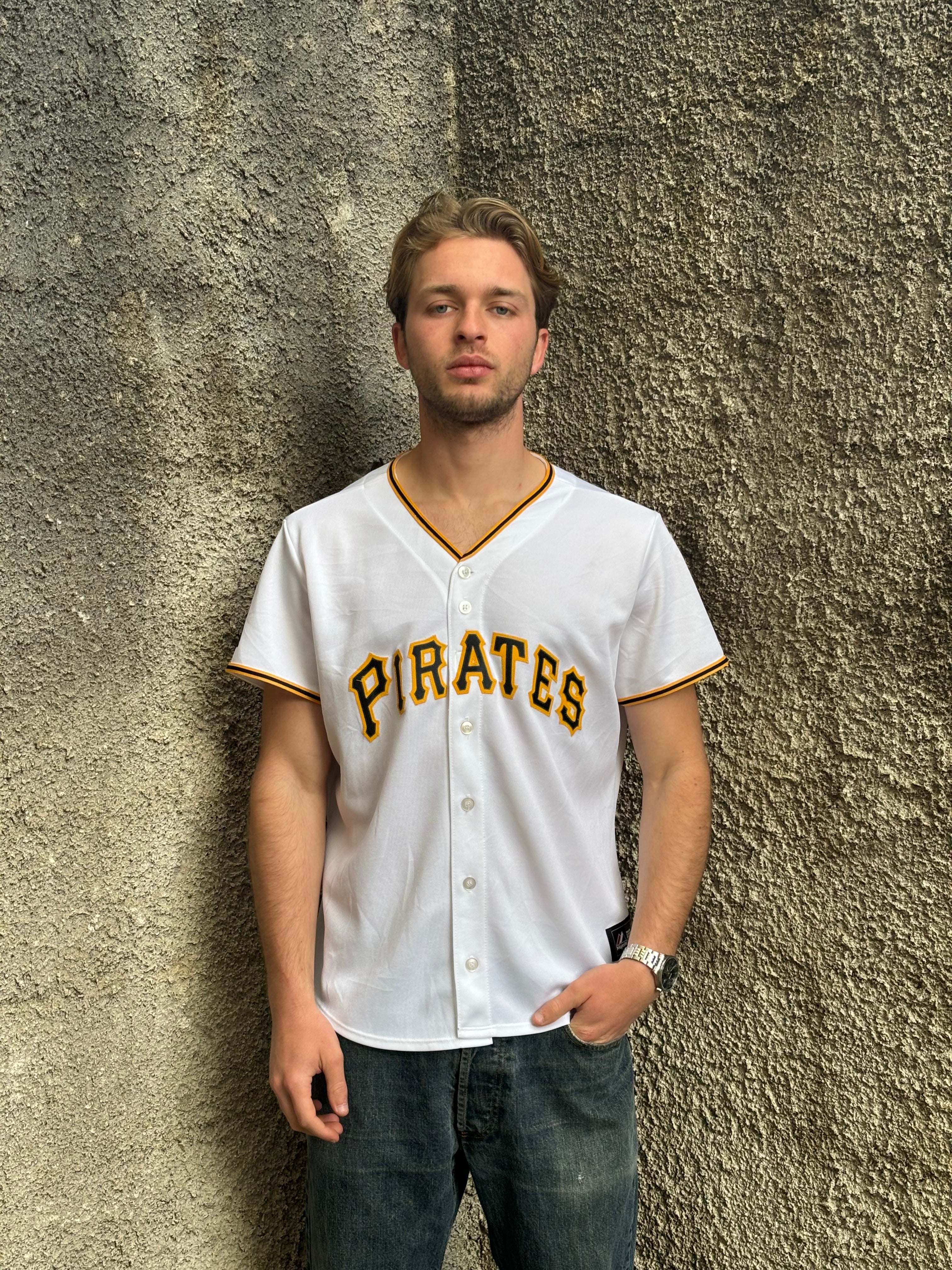 Majestic Pittsburgh Pirates White Button-Up Baseball Jersey