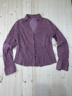 Camicia Donna a Righe Bordeaux Y2K Vintage