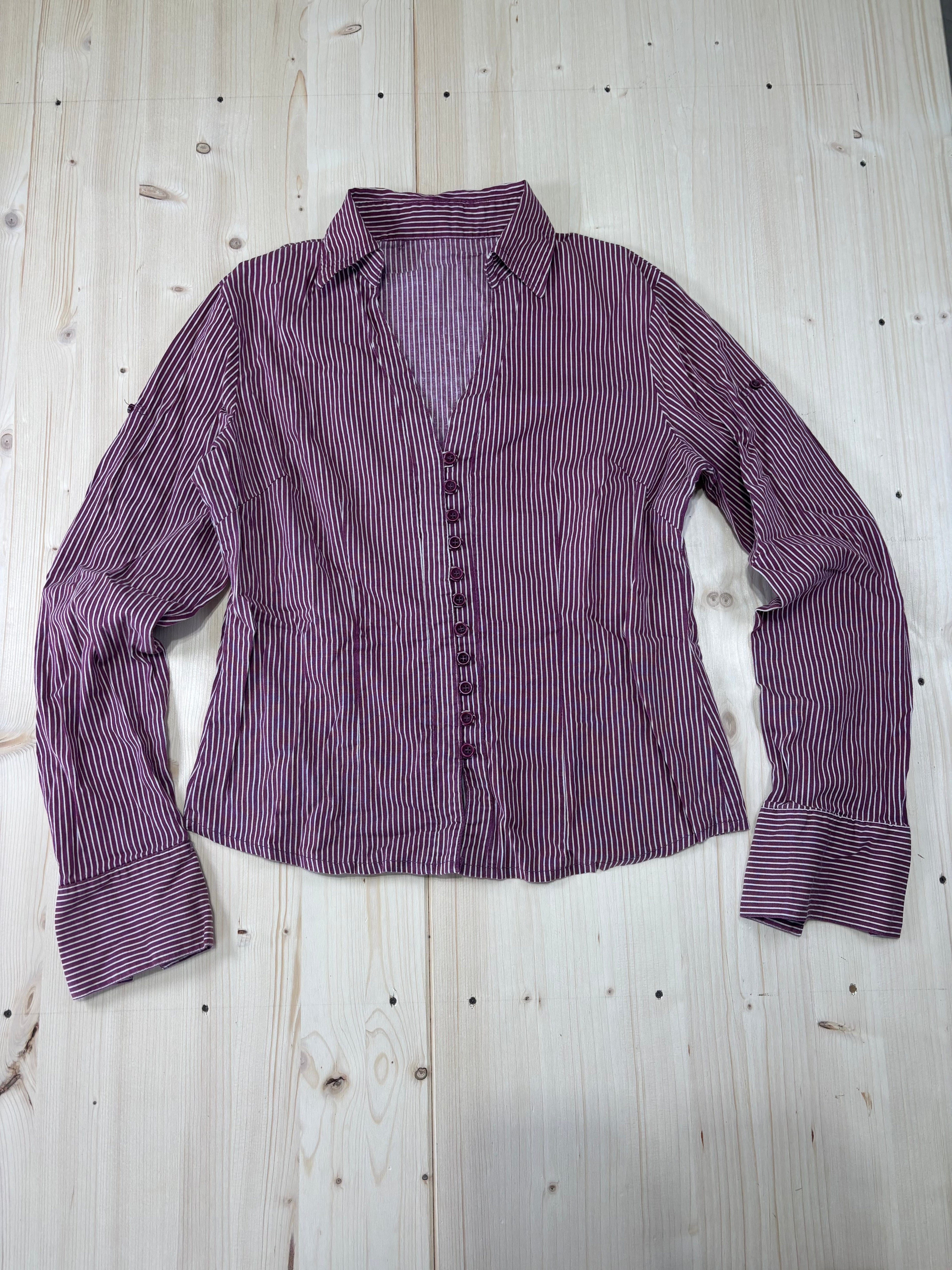 Camicia Donna a Righe Bordeaux Y2K Vintage