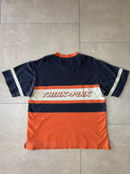 Think Pink Colour Block V-Neck T-Shirt Navy Orange