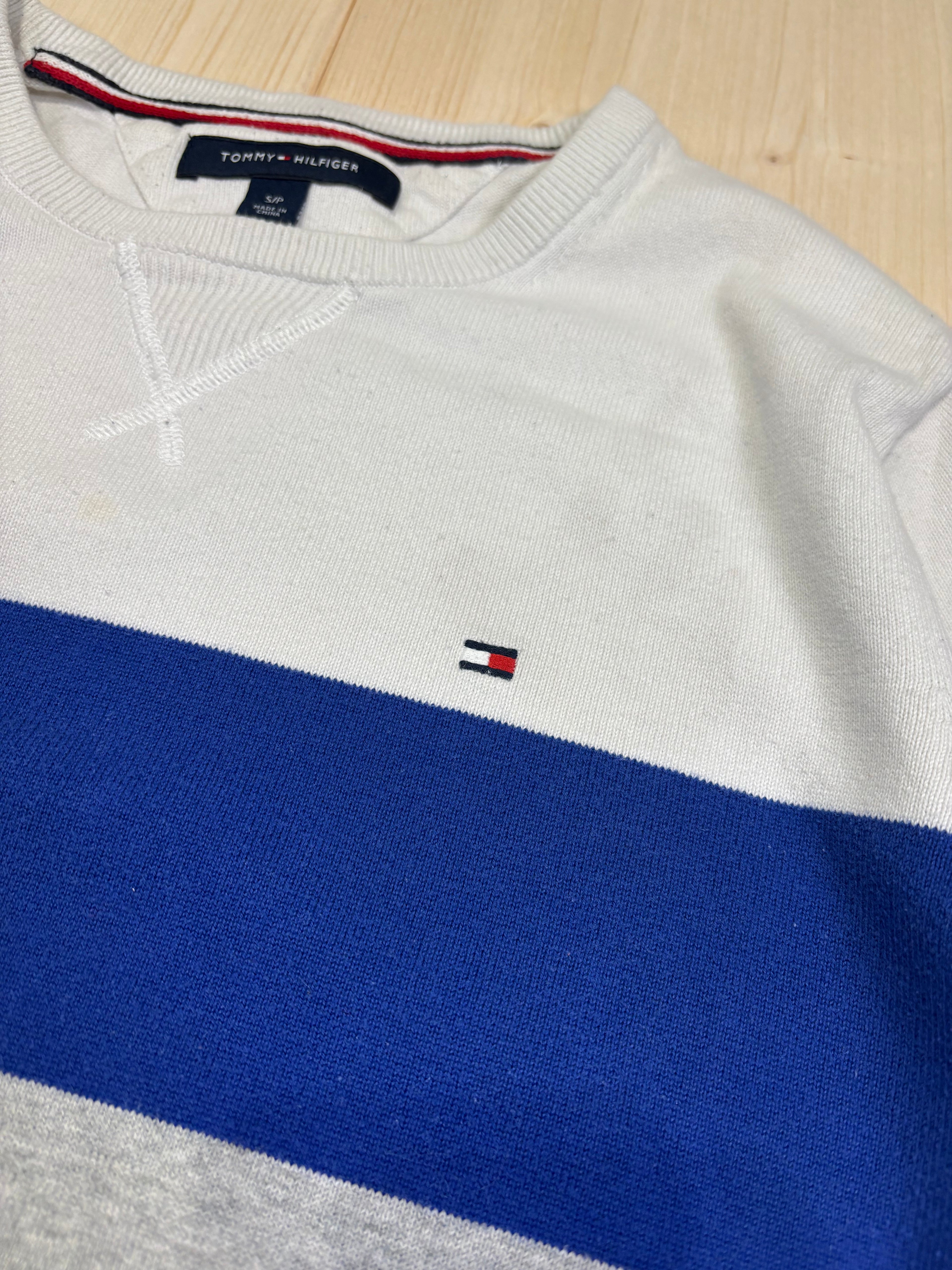 Vintage Tommy Hilfiger Crewneck Sweatshirt – Grey, Navy & White