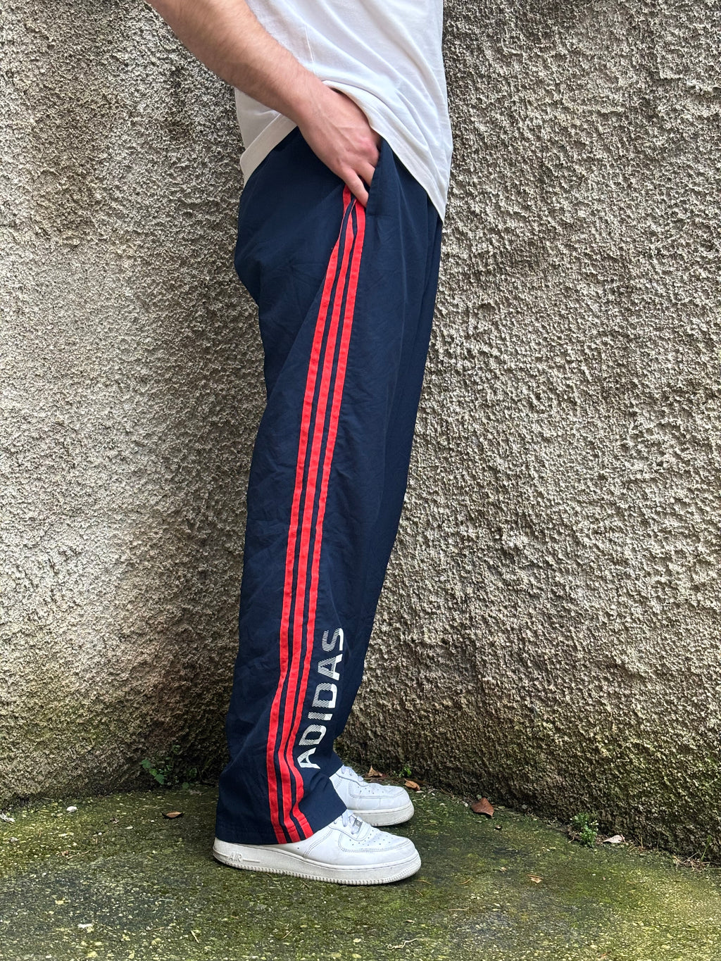 Adidas Vintage Track Pants Blu Navy Rosso Loose Fit
