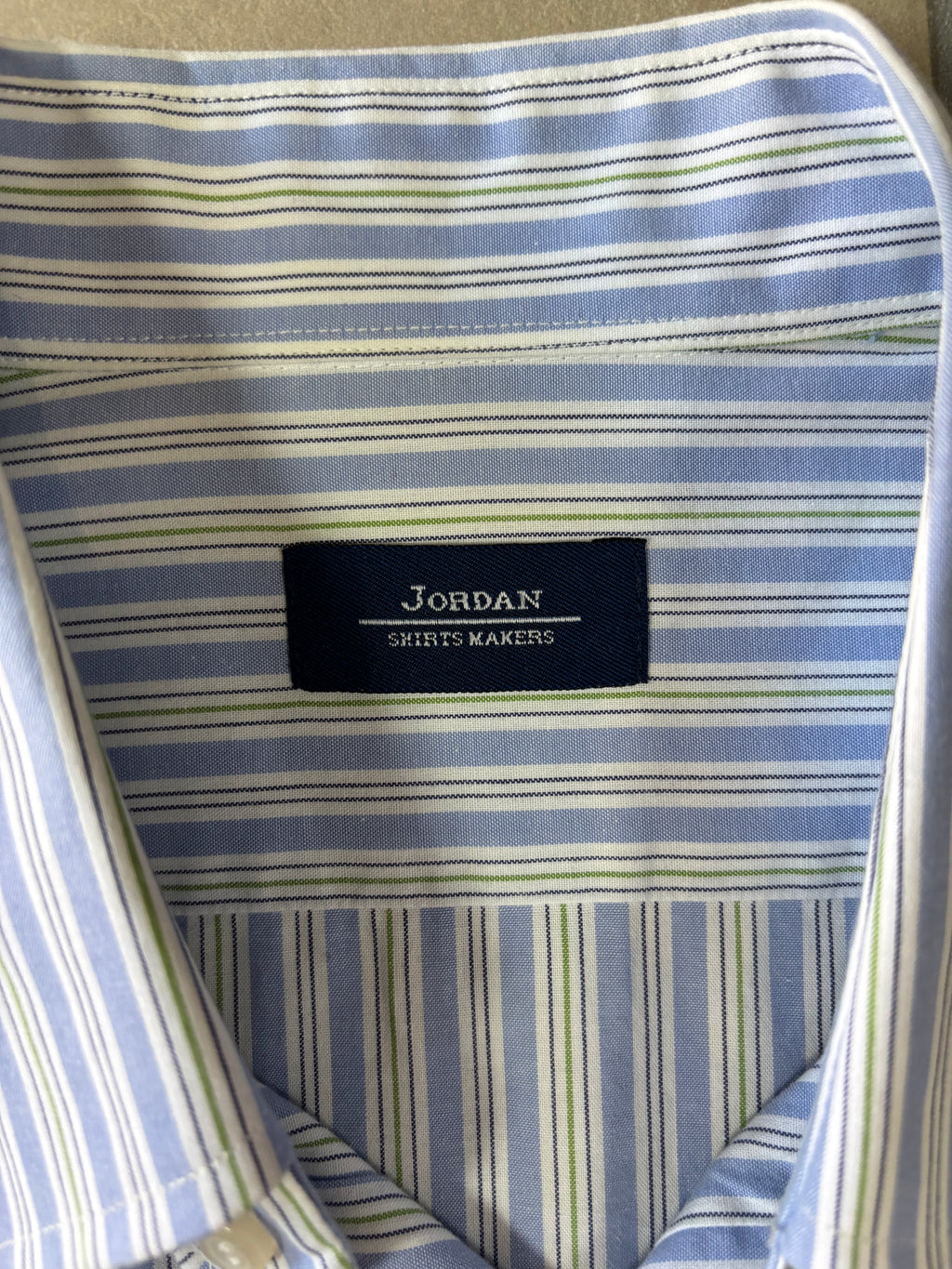 Blue & White Striped Short Sleeve Shirt