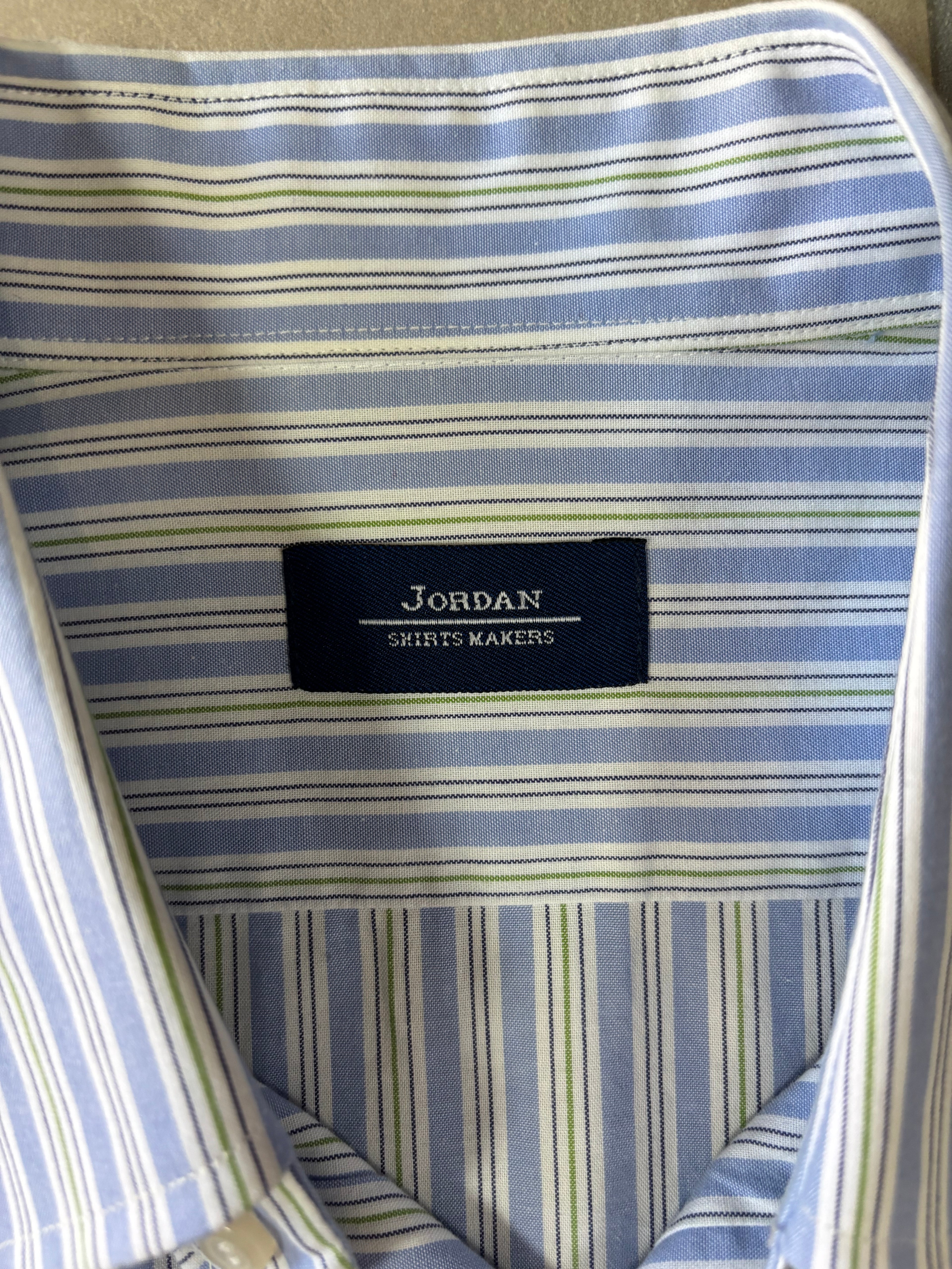 Blue & White Striped Short Sleeve Shirt