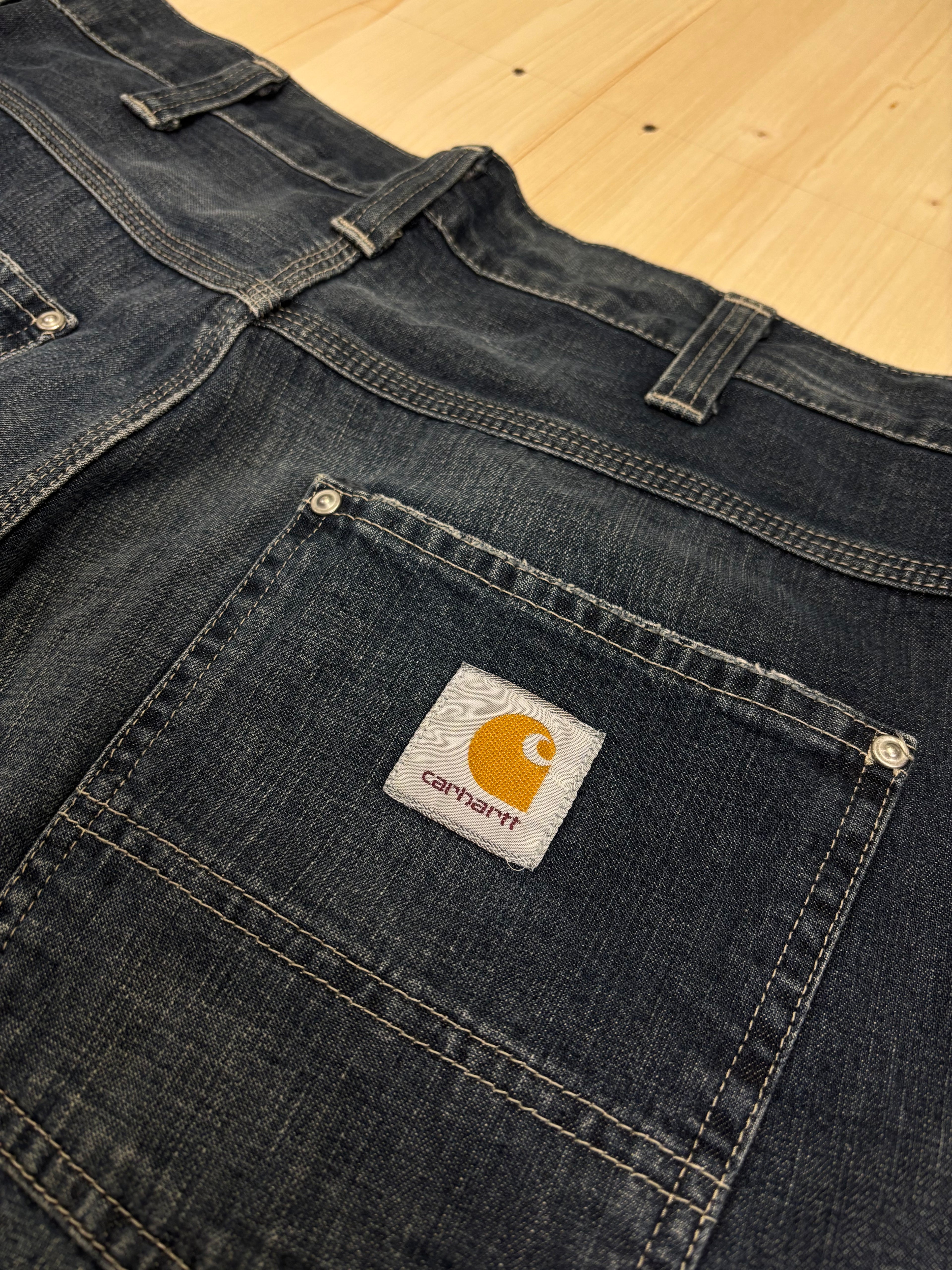 Vintage Carhartt Denim Carpenter Shorts Dark Wash Workwear