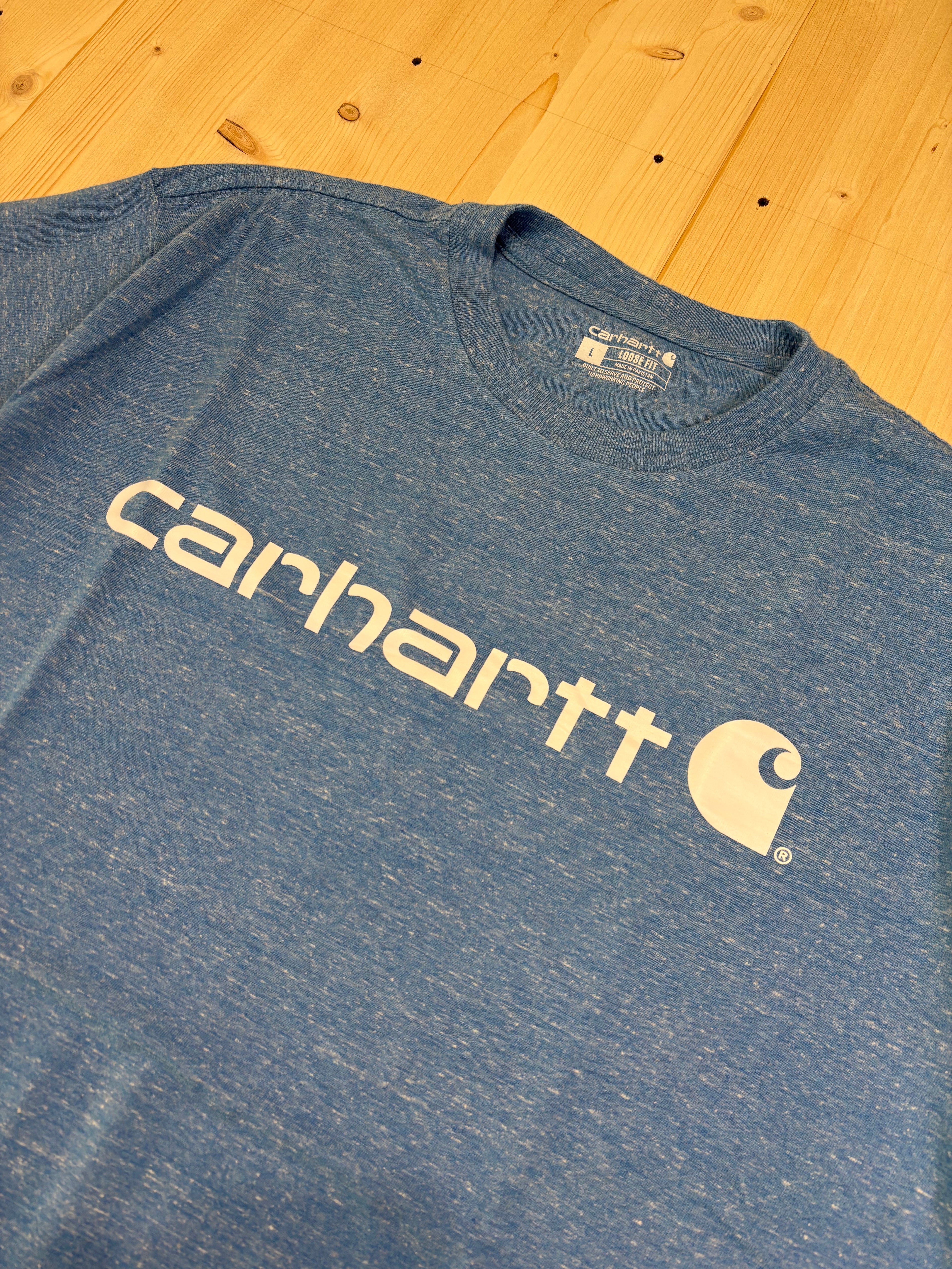 Carhartt Logo Print T-Shirt Blue Heather