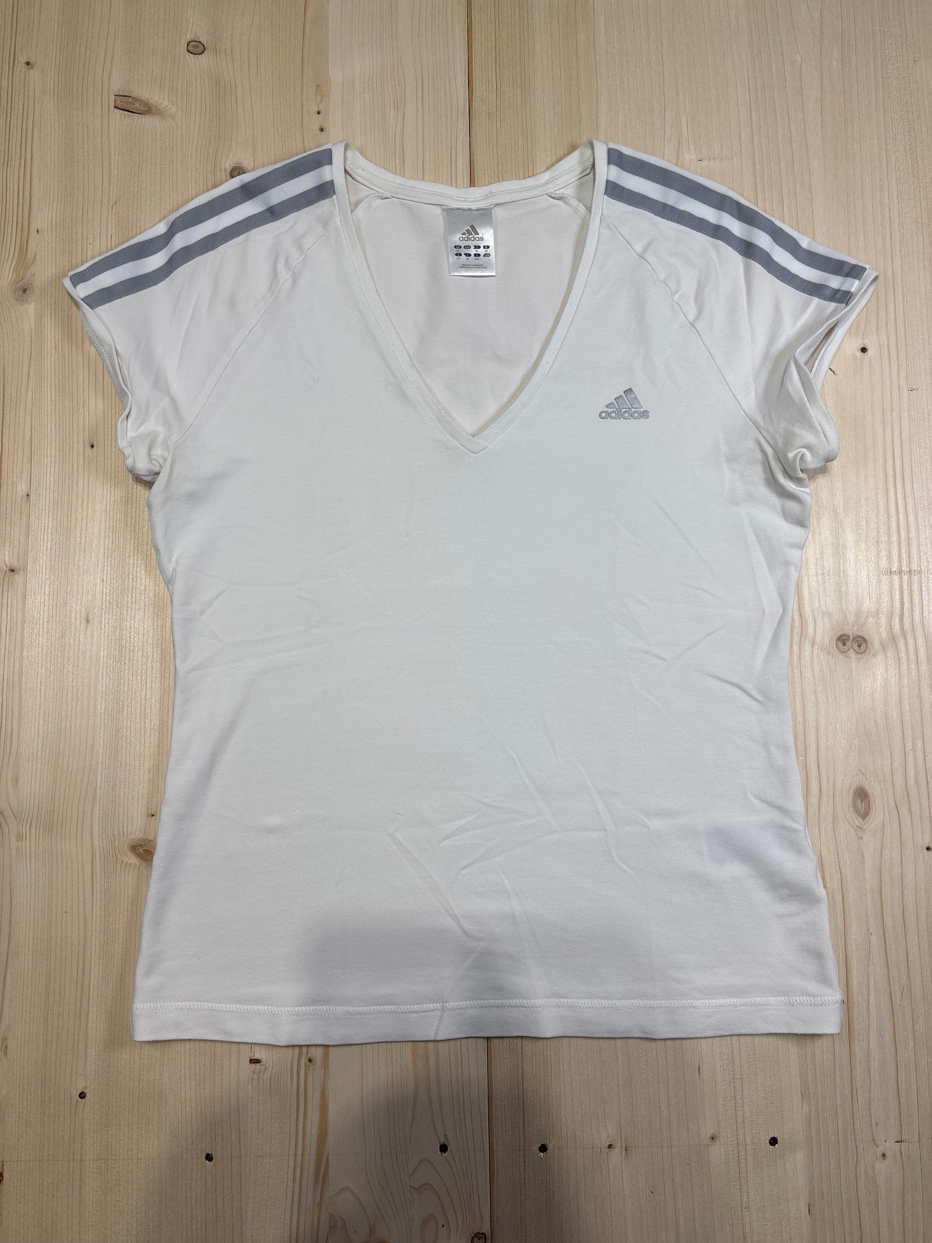 Maglietta Bianca Adidas Scollo a V - Top Sportivo Regular Fit