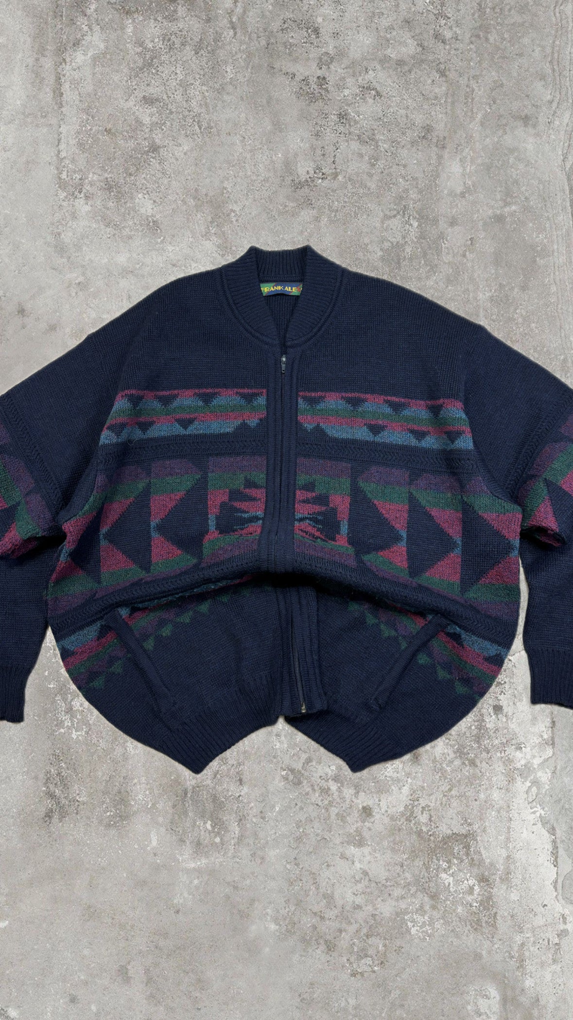 Maglione con Zip Vintage Anni 90 in Misto Lana