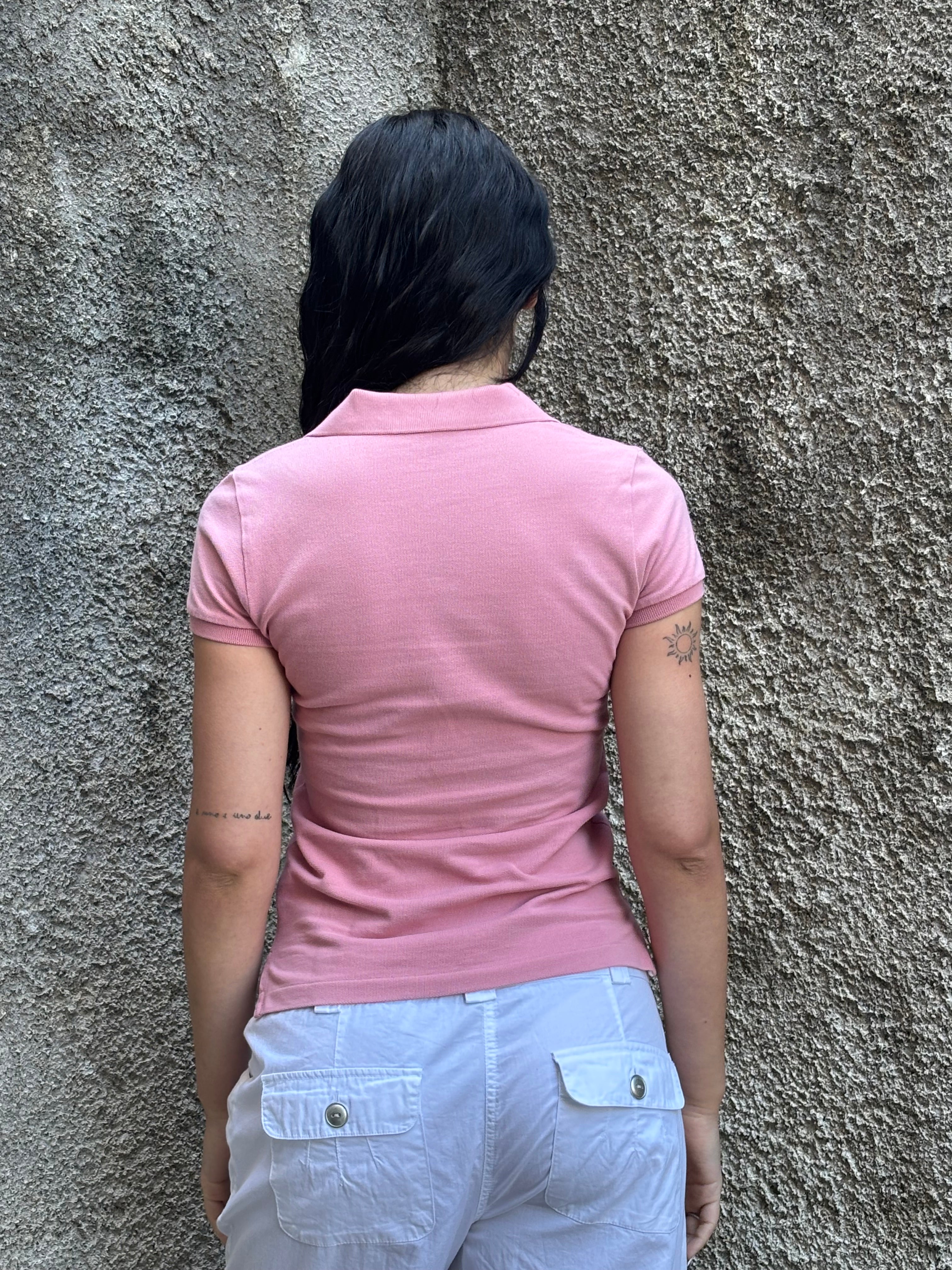 Polo Ralph Lauren Rosa con Maxi Logo e Numeri Romani LXVII - Slim Fit Donna