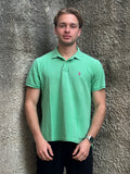 Polo Ralph Lauren Uomo Verde Menta con Logo Ricamato Rosa