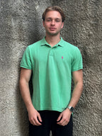 Polo Ralph Lauren Uomo Verde Menta con Logo Ricamato Rosa