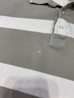 Polo Lacoste Uomo Grigio Tortora a Righe Orizzontali Bianche