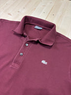 Polo Lacoste Uomo Bordeaux in Cotone a Maniche Lunghe