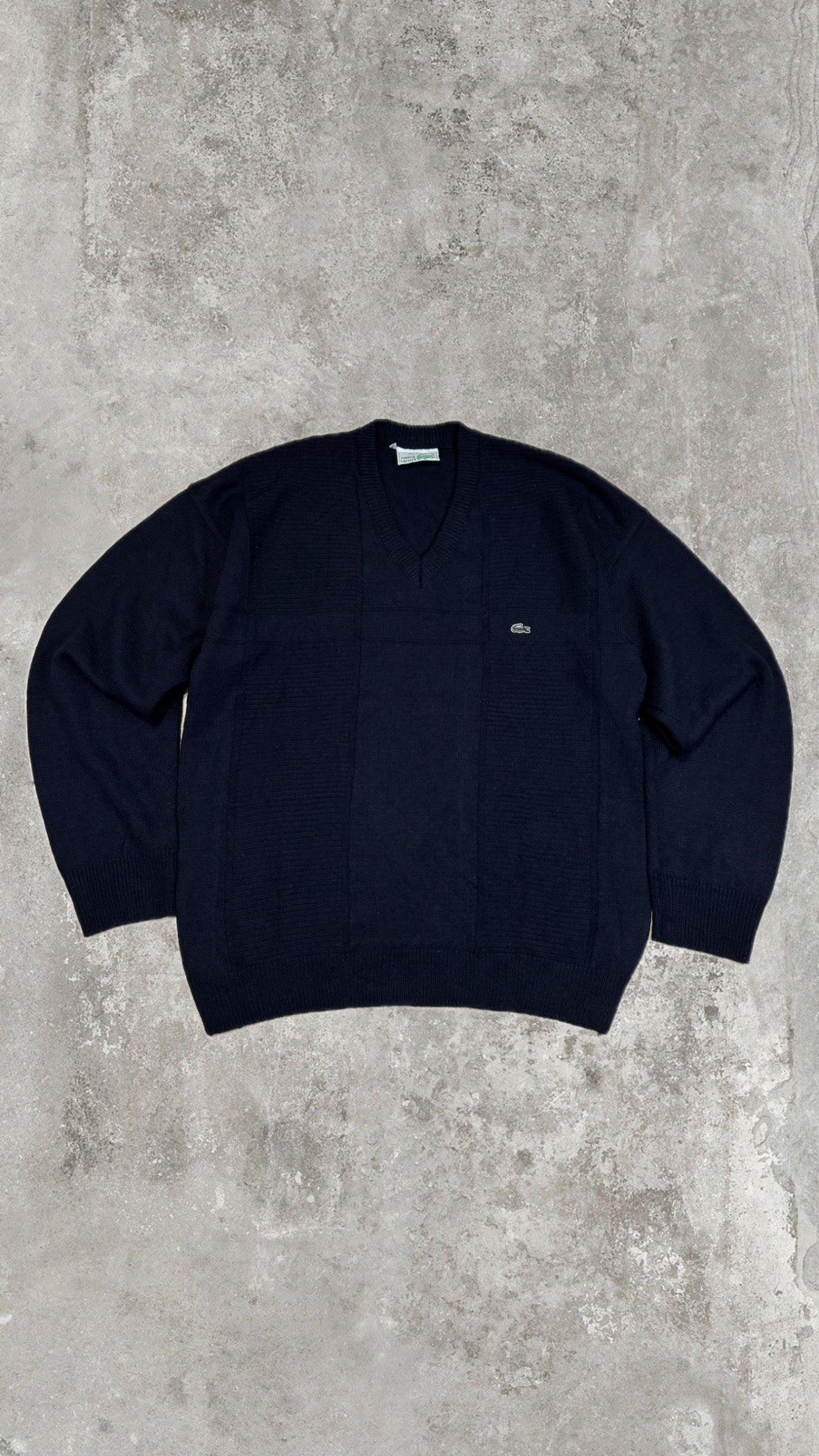 Lacoste Vintage V-Neck Sweater – Navy Blue