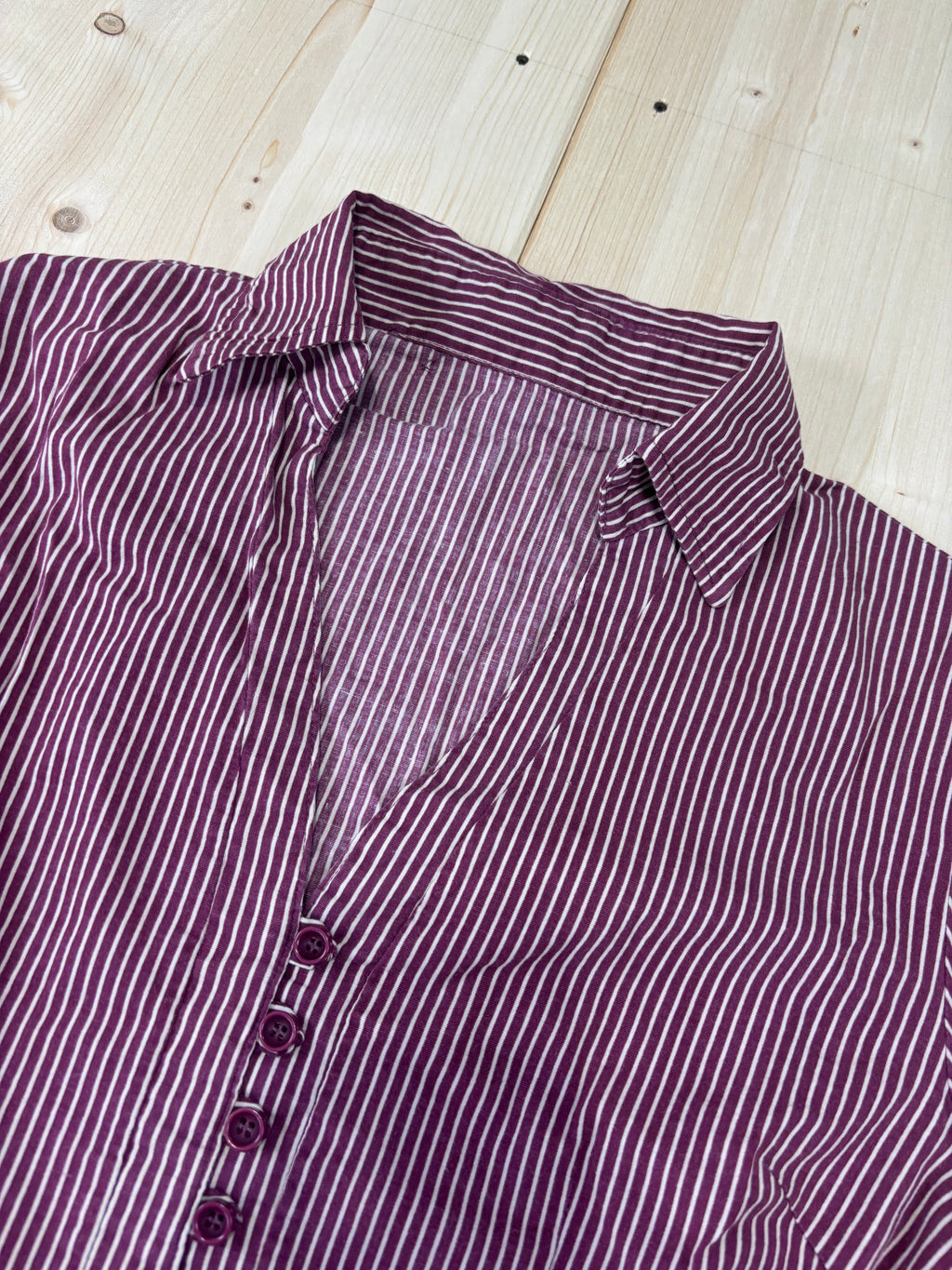 Camicia Donna a Righe Bordeaux Y2K Vintage