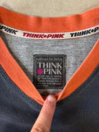 Think Pink Colour Block V-Neck T-Shirt Navy Orange