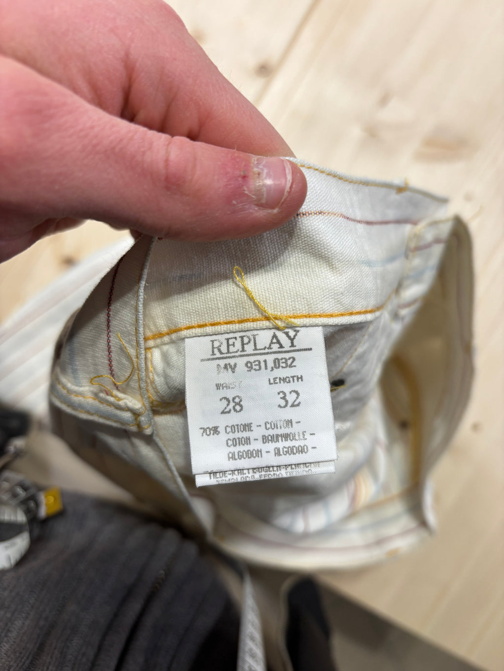 Pantalone Replay Vintage Donna Gessato Bianco Utility