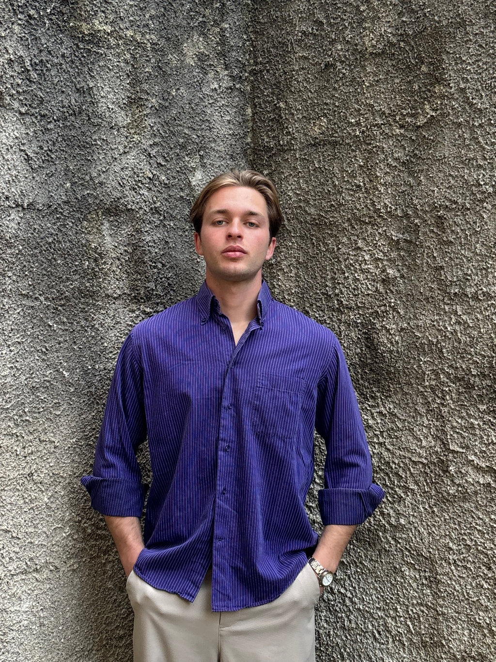 Cristiano Gironi Striped Button-Down Shirt Purple