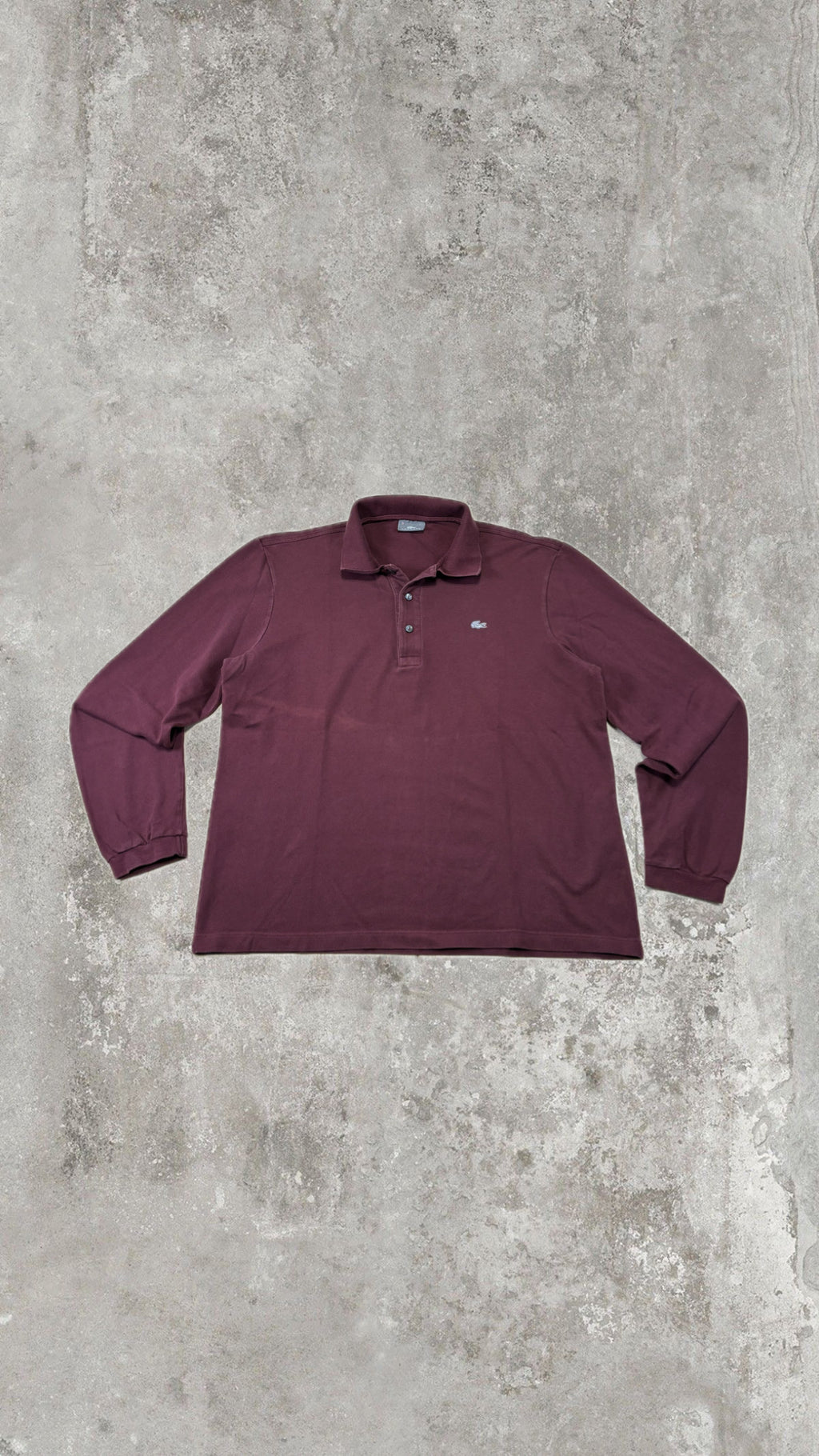 Polo Lacoste Uomo Bordeaux in Cotone a Maniche Lunghe