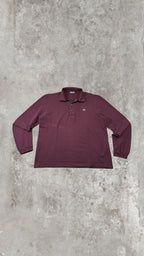 Polo Lacoste Uomo Bordeaux in Cotone a Maniche Lunghe