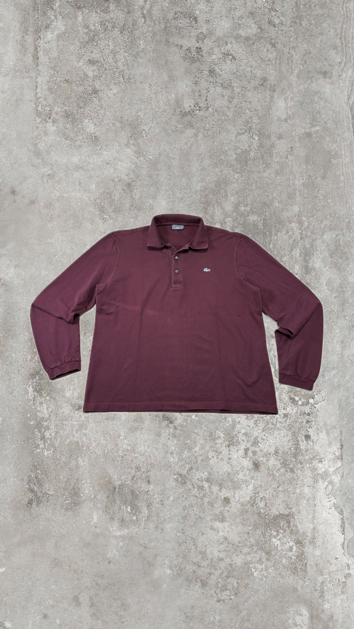 Polo Lacoste Uomo Bordeaux in Cotone a Maniche Lunghe