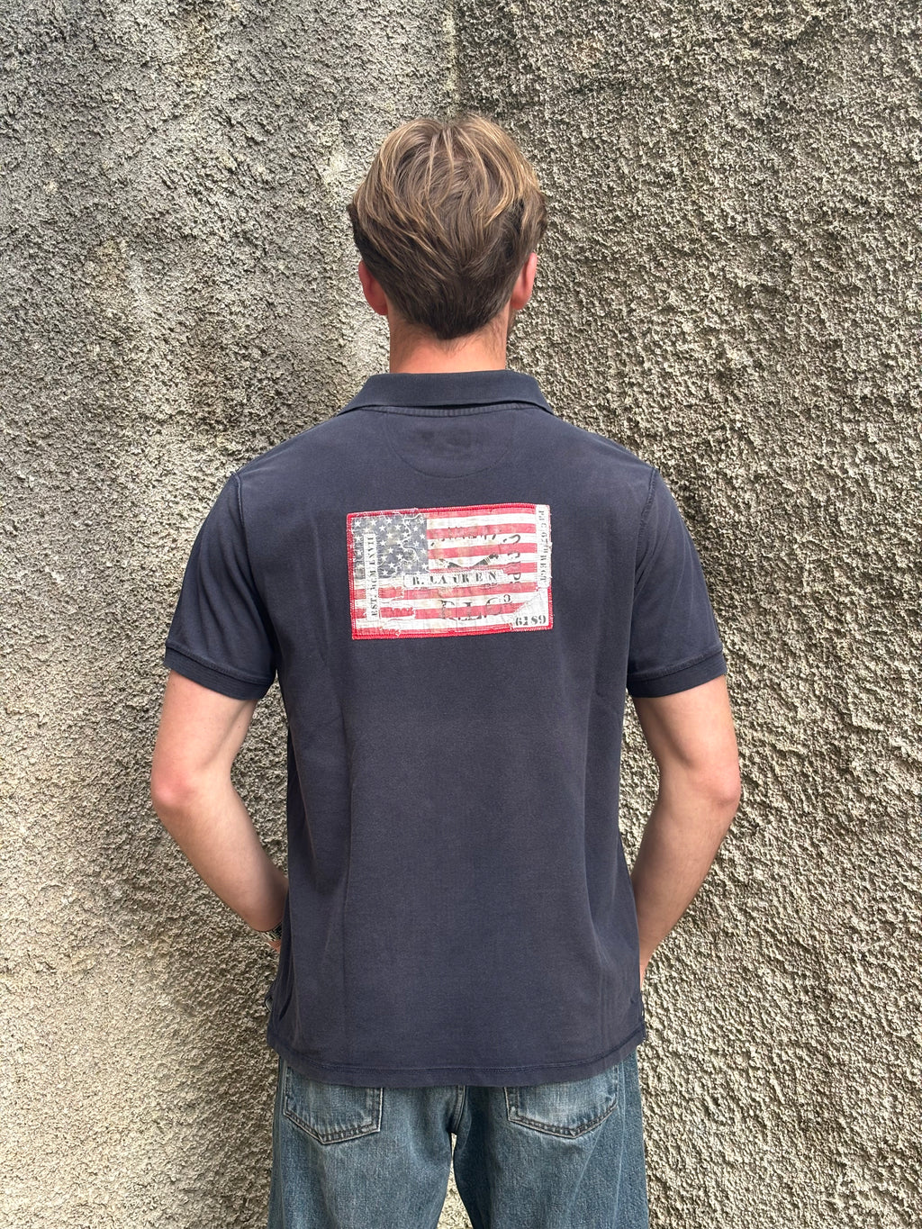 Polo Ralph Lauren Navy Flag Print Polo Shirt