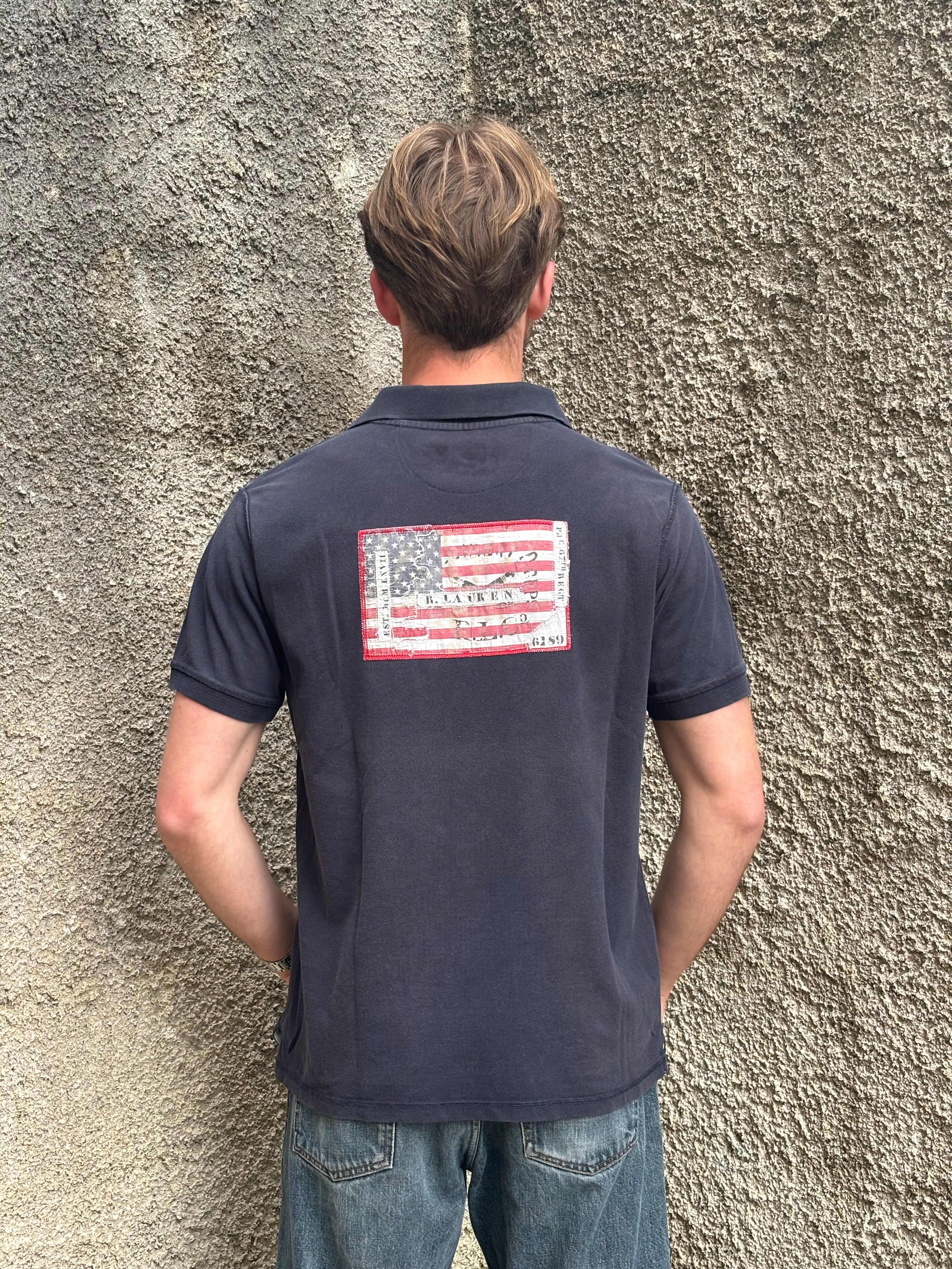 Polo Ralph Lauren Navy Flag Print Polo Shirt