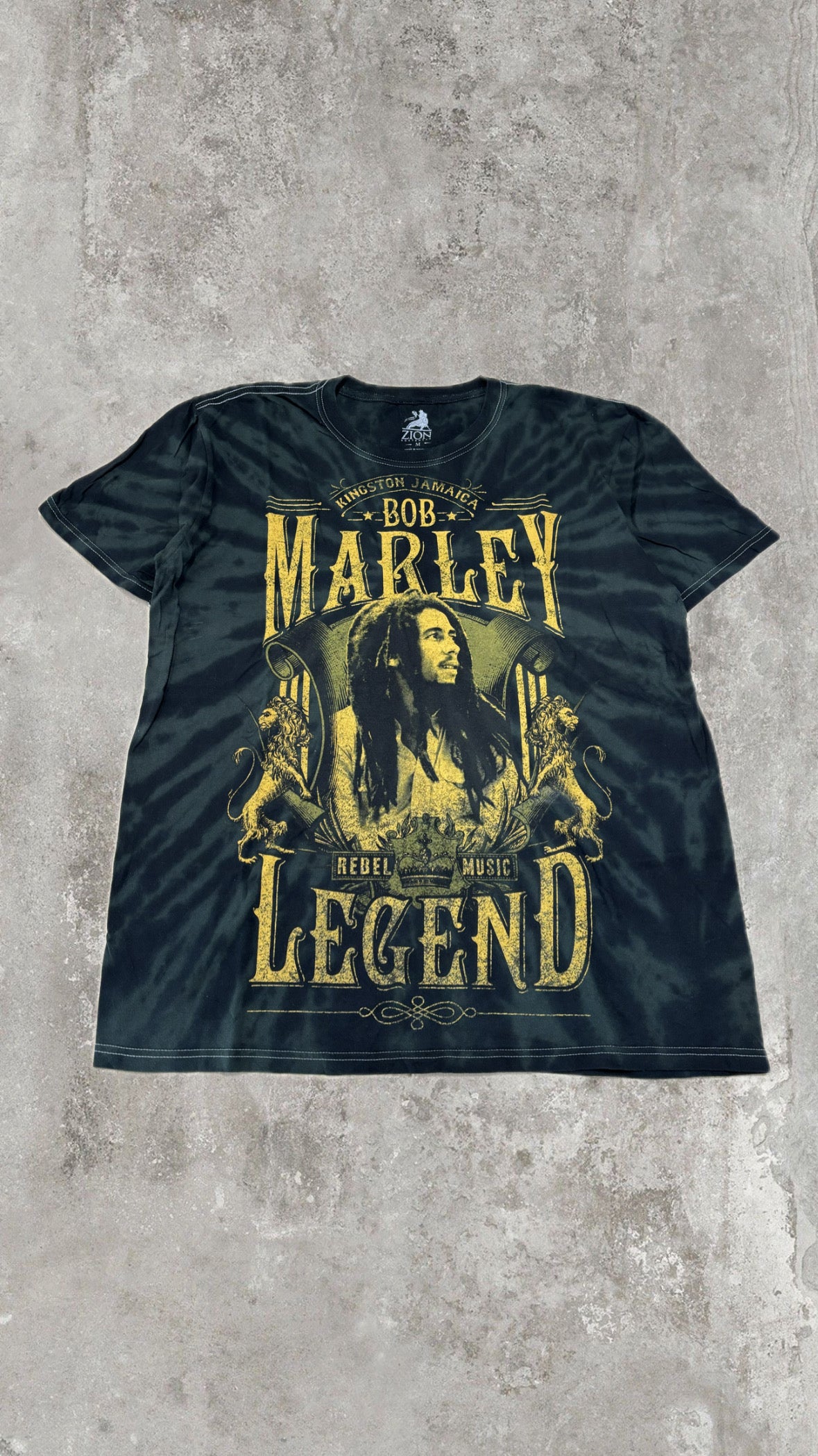 Bob Marley Legend Tie Dye Graphic T-Shirt Black Reggae Band Tee