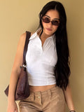 Top Donna Halter Pimkie Gessato Bianco Vintage