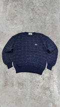 Vintage Lacoste Check Knit Crewneck Sweater – Navy Blue