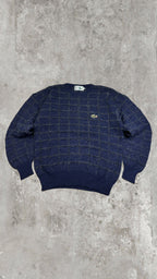 Vintage Lacoste Check Knit Crewneck Sweater – Navy Blue