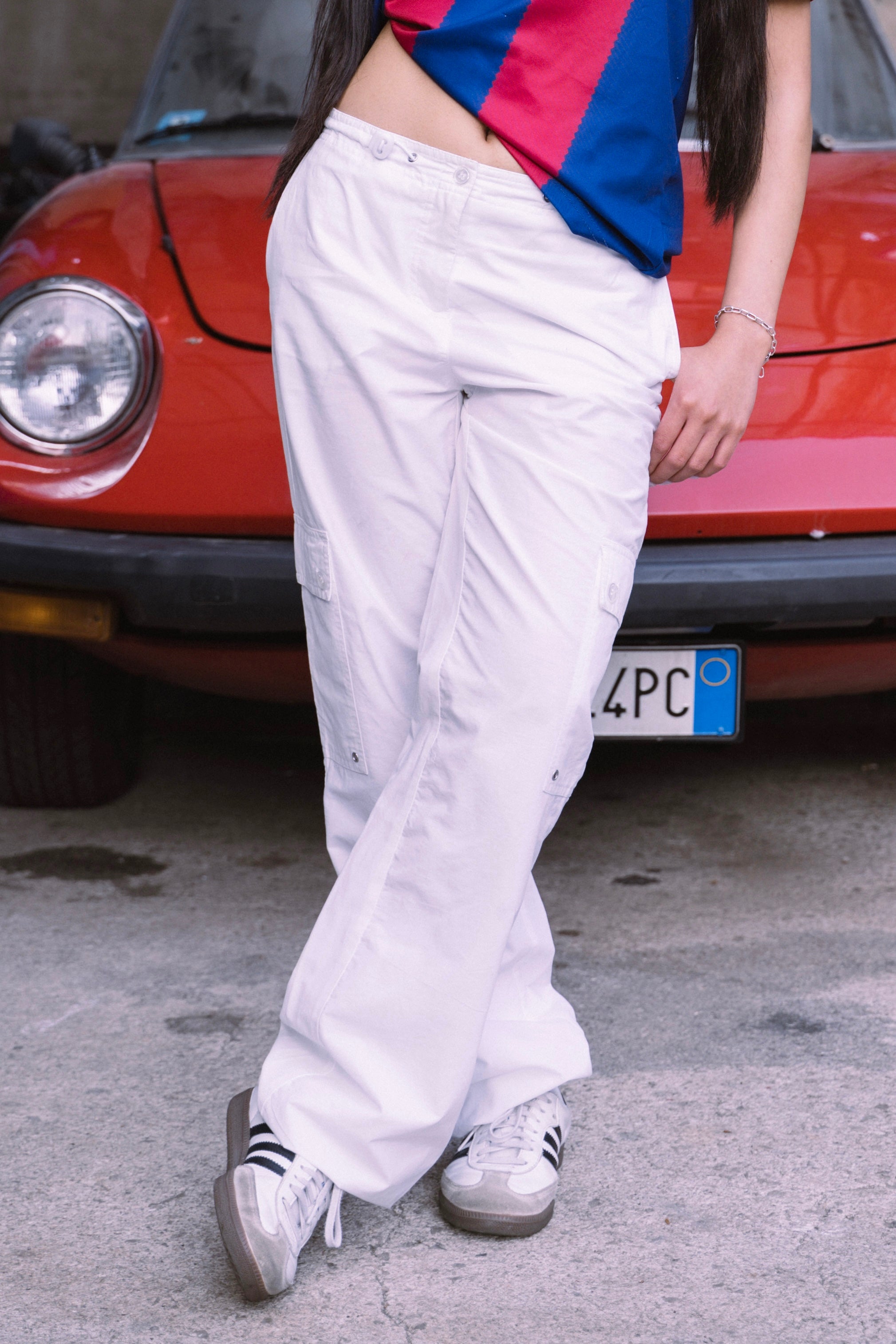 Pantalone Cargo Donna Bianco Vintage