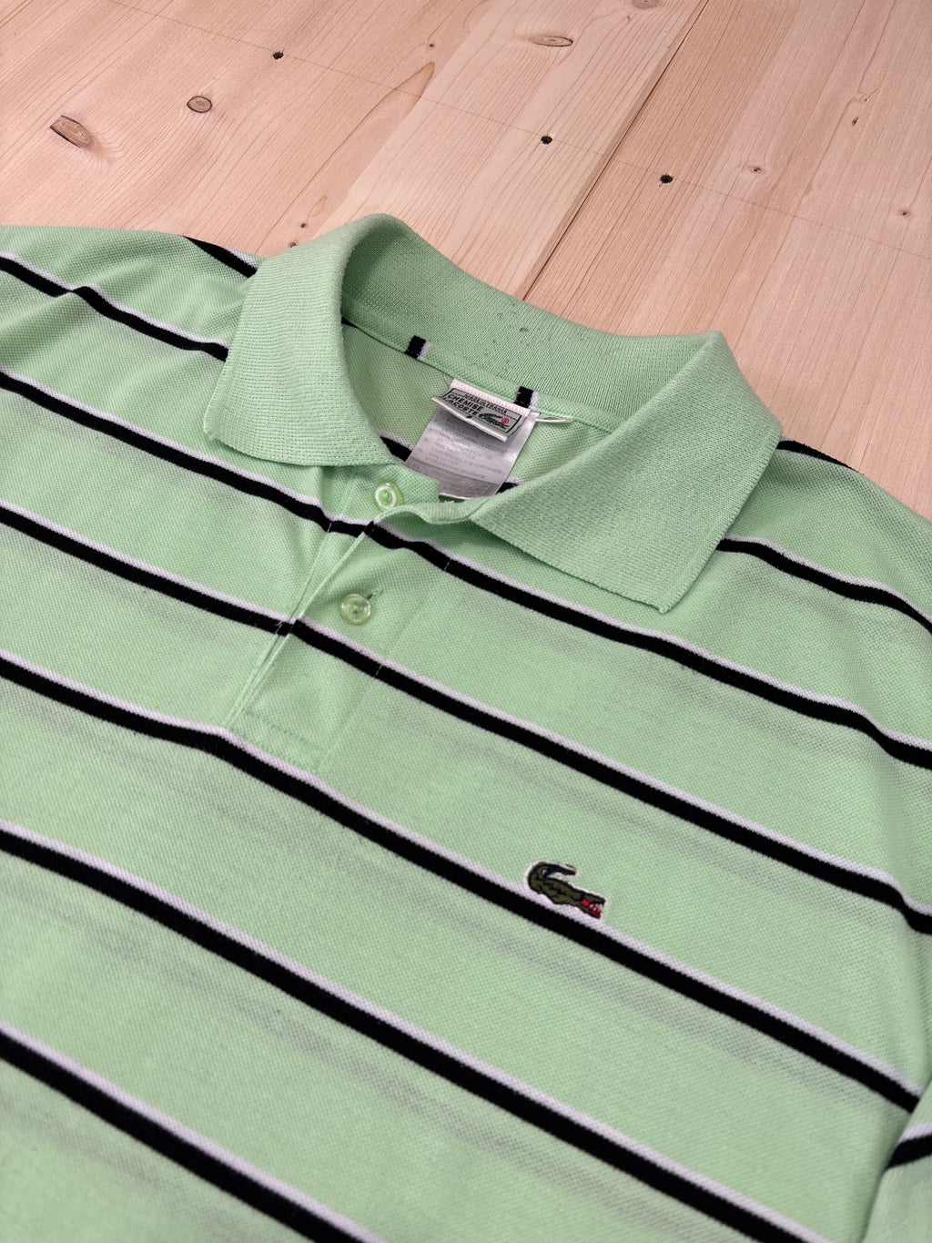 Polo Lacoste Vintage Verde Menta a Righe Uomo