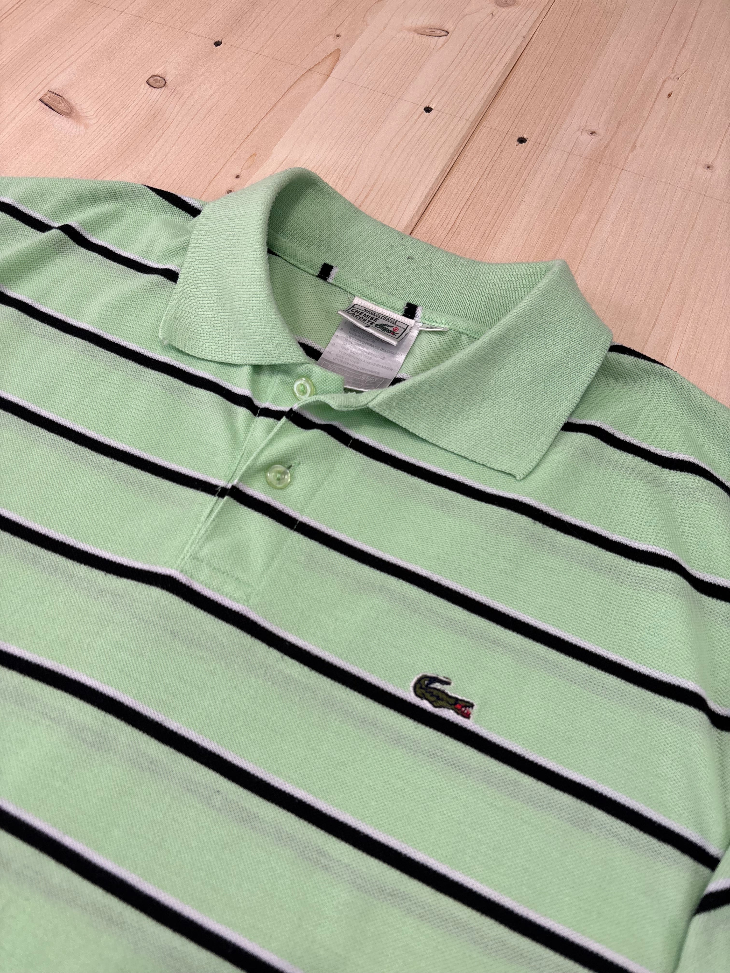 Polo Lacoste Vintage Verde Menta a Righe Uomo