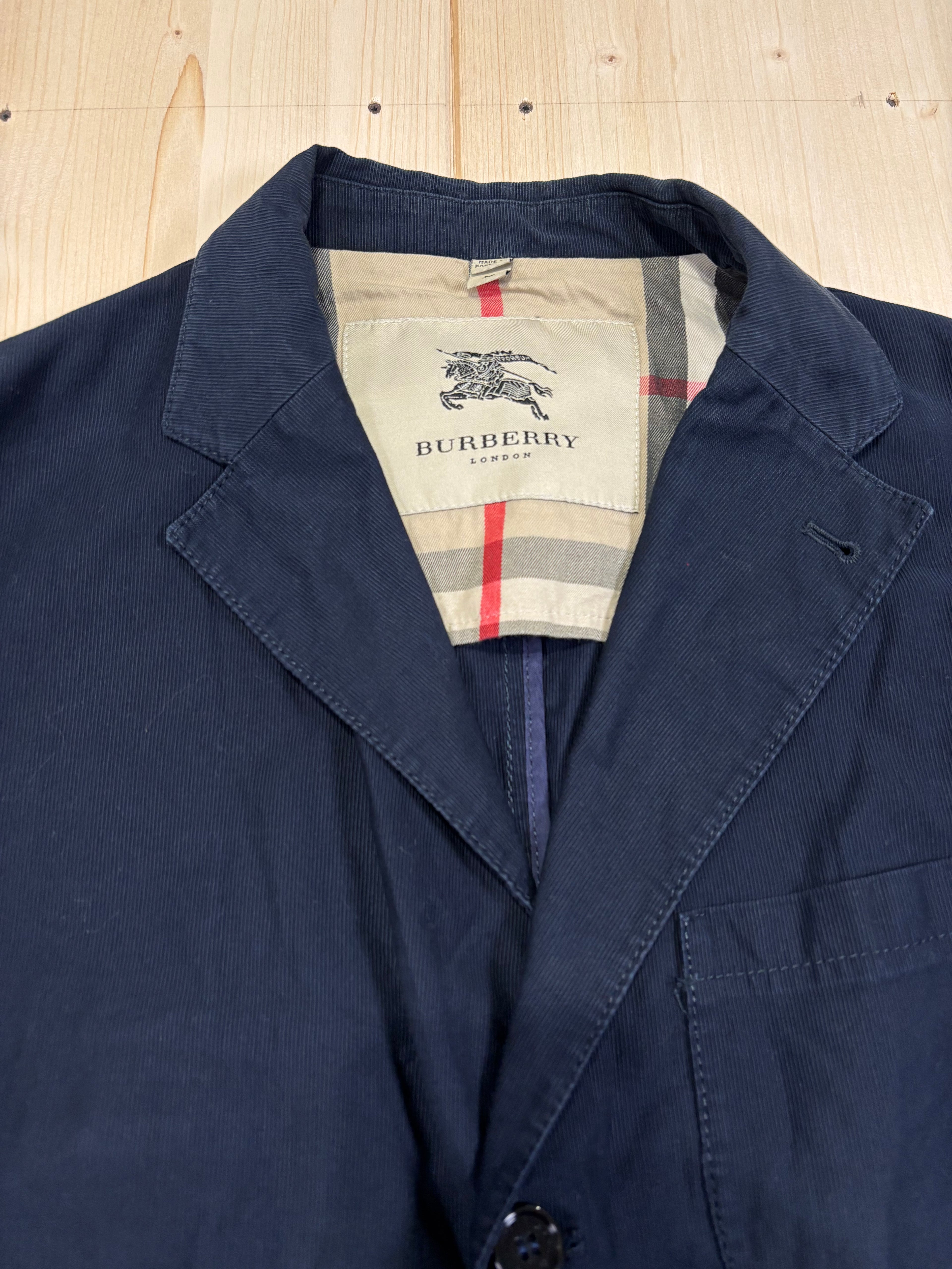 Burberry London Navy Tailored Jacket – Nova Check Lining