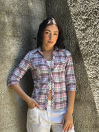 Camicia Donna Jennyfer a Quadri Rosa Y2K Vintage
