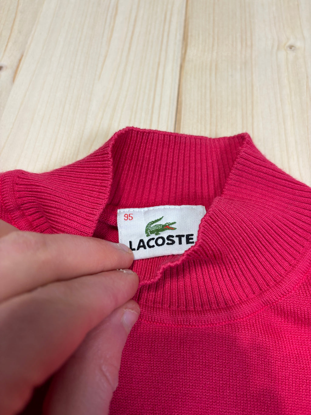 Vintage Lacoste Knit Mock Neck Top Short Sleeve - Fuchsia