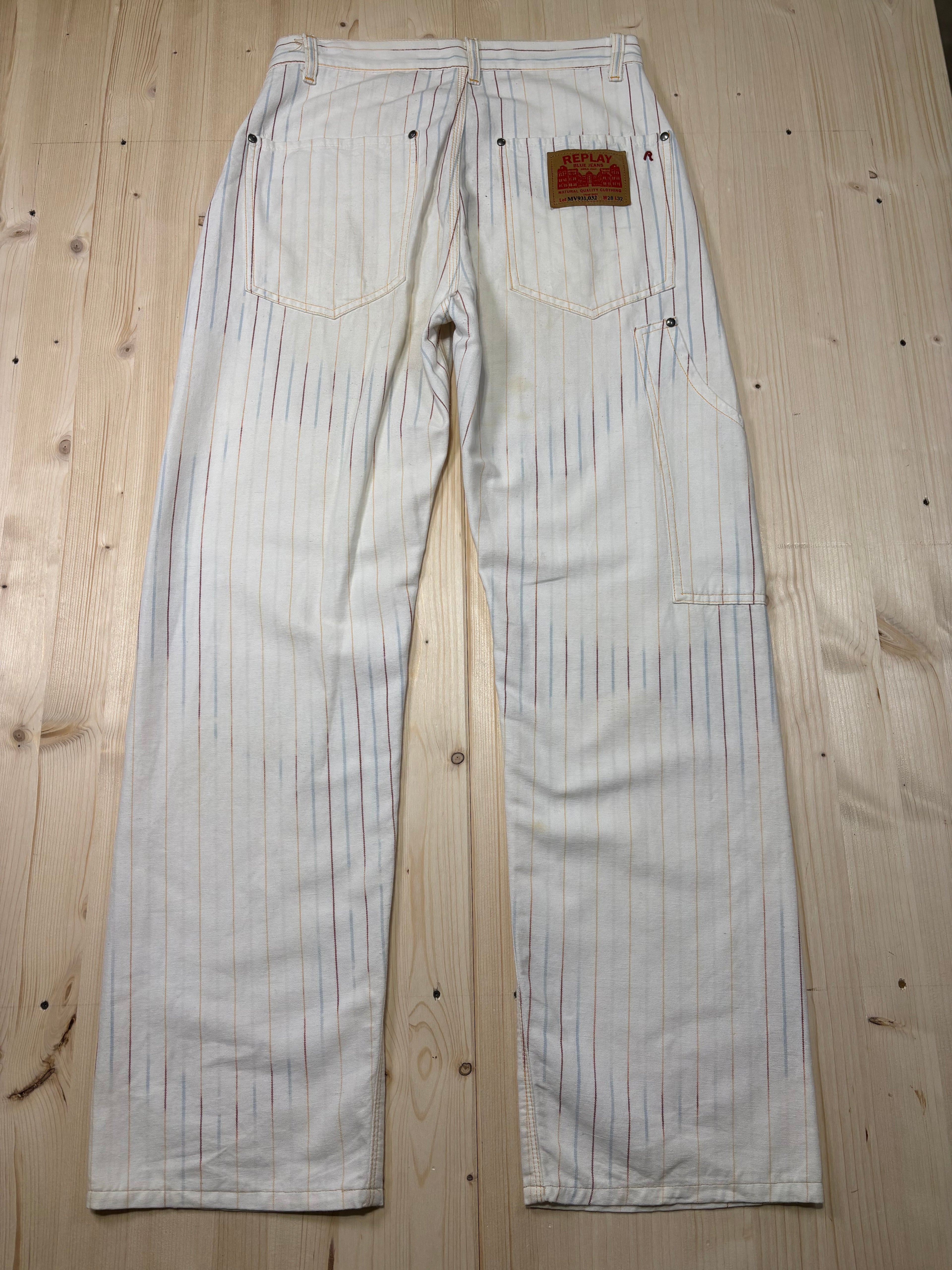 Pantalone Replay Vintage Donna Gessato Bianco Utility