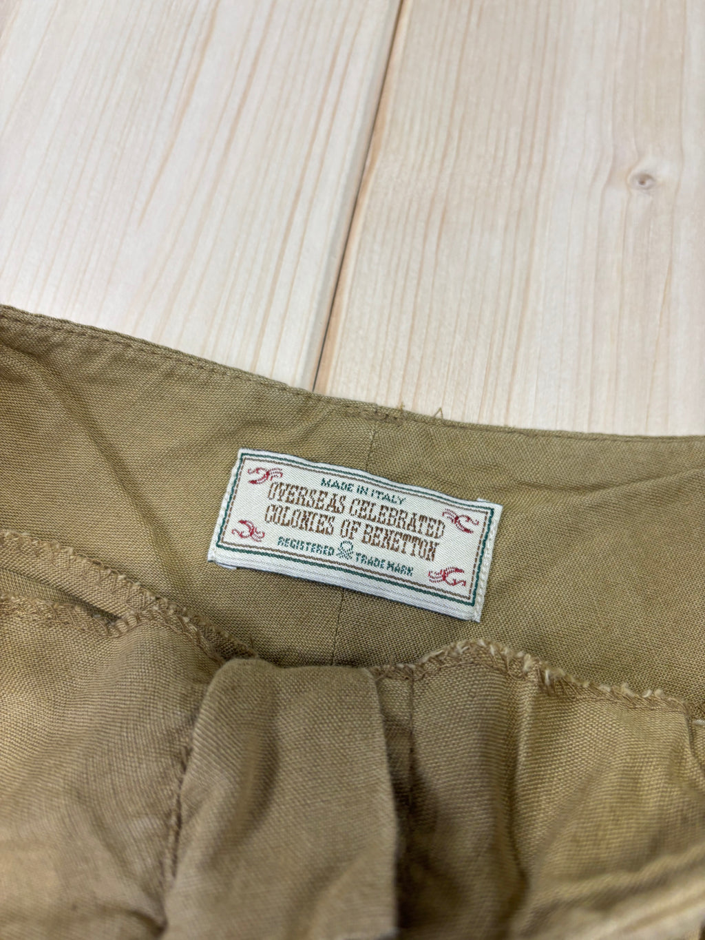 Gonna Midi Lino Benetton Vintage Beige Donna