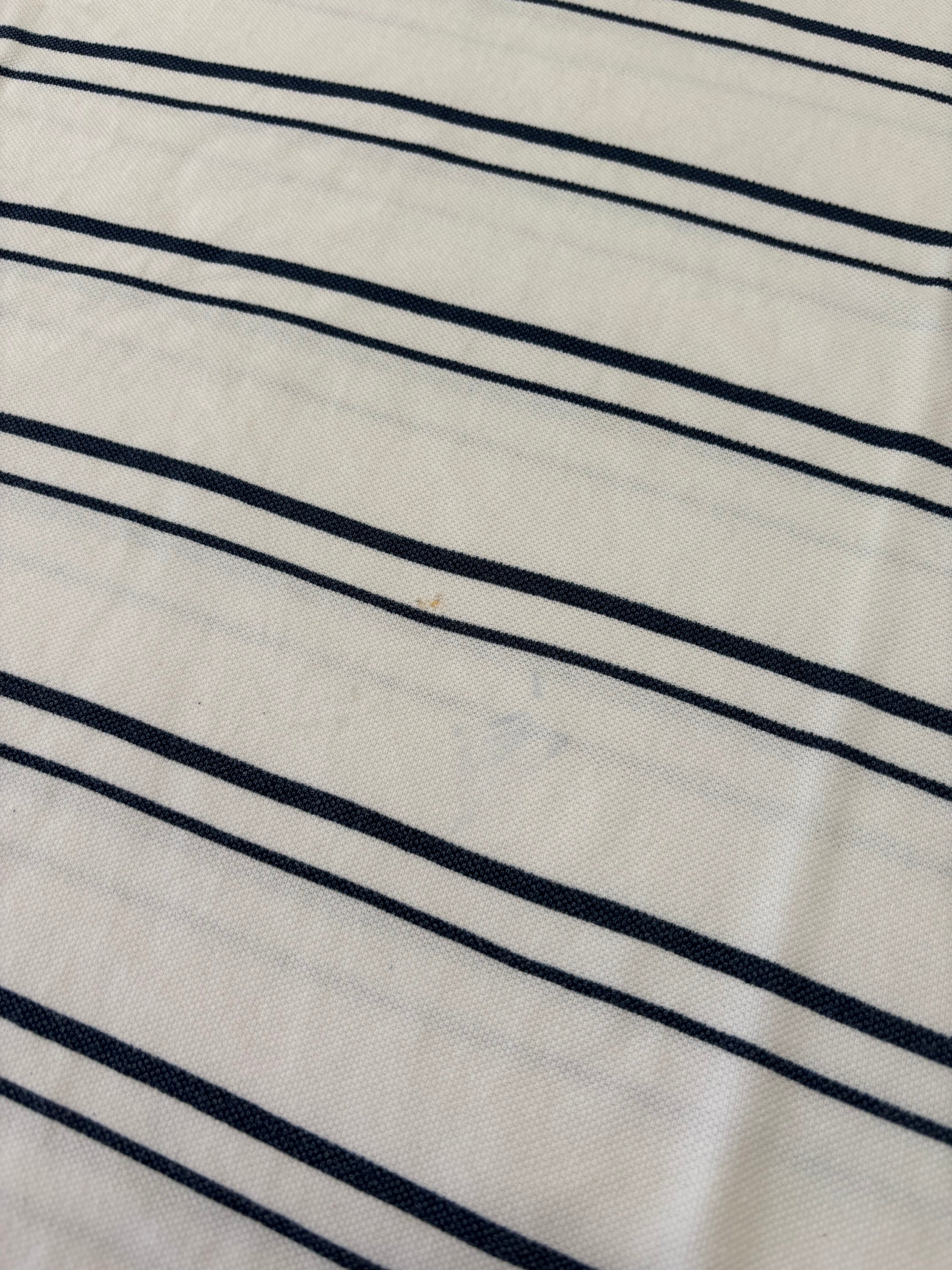 Polo Lacoste Uomo Bianca a Righe Blu con Logo Ricamato